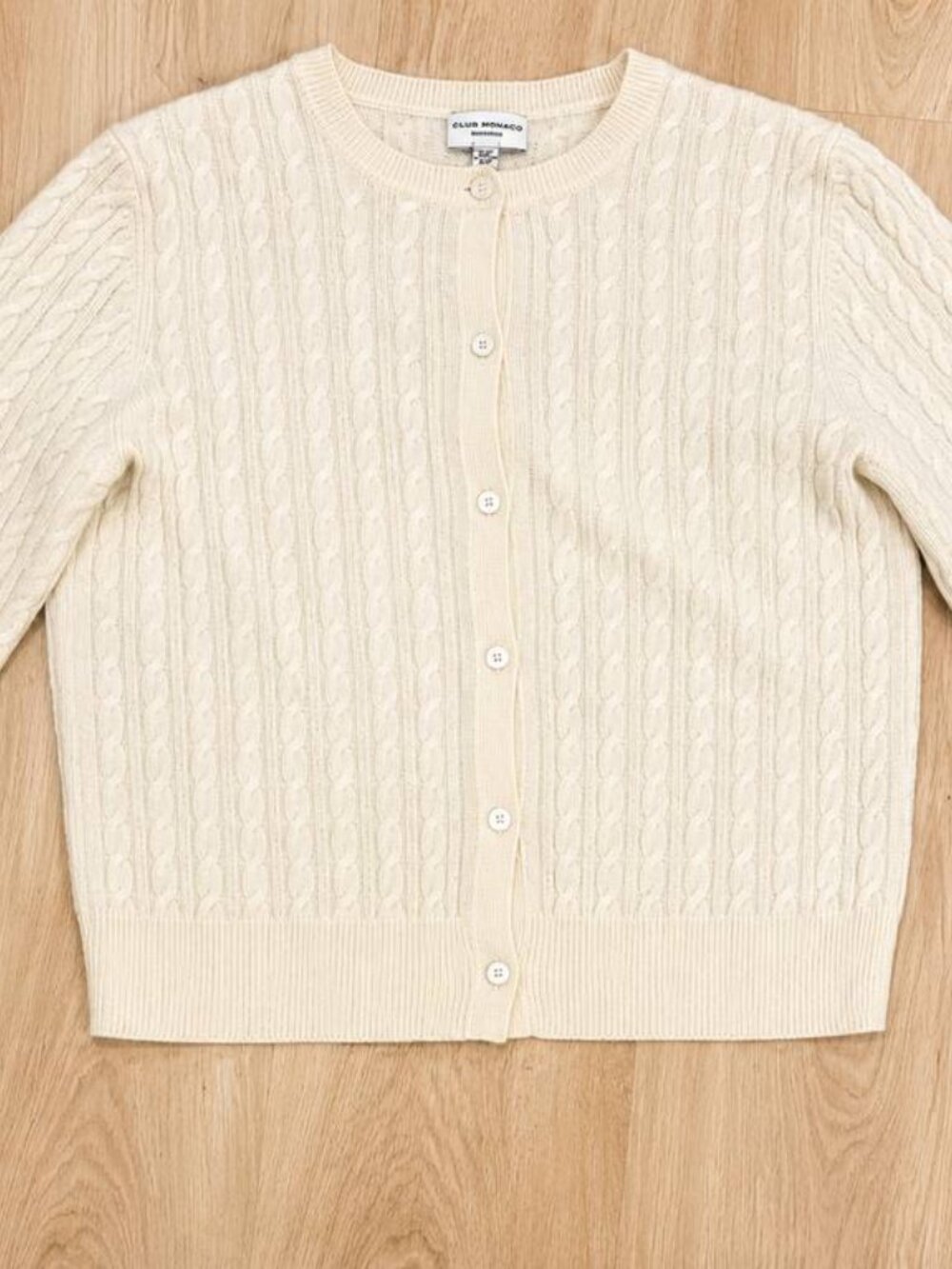 Club Monaco Cashmere Cable Knit Cardigan – Cream | Soft Luxury Sweater